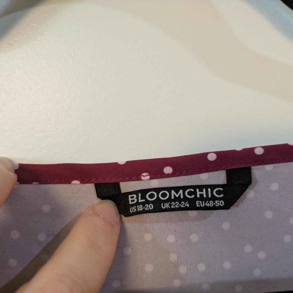BloomChic Burgundy Polka Dot Scoop Neck Blouse - Picture 3 of 11